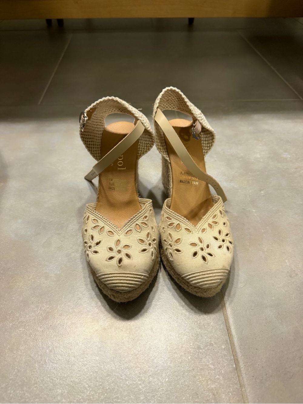Woven Espadrille Wedge Heels in Cream